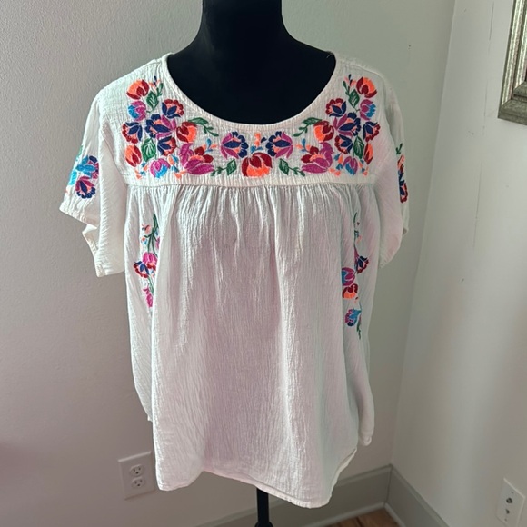 See and Be Seen On the Border embroidered cotton top Sz L - Picture 3 of 8